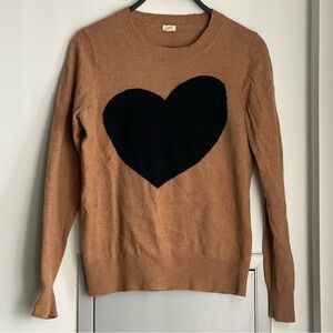 J CREW Heart Tan Merino Wool & Alpaca Mix Crewneck Sweater
